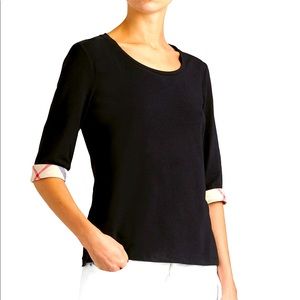 Burberry Brit 3/4 Sleeve Check Cuff TShirt